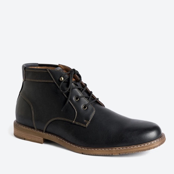 HAWKER RYE FRAUSEN CONTRAST STITCH CHUKKA BOOTS BLACK - 8 - Picture 1 of 3